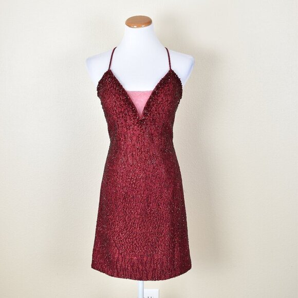 Ellie Wilde Mon Cheri Wine EW21933S Short Formal Dress - 10 - Picture 1 of 11